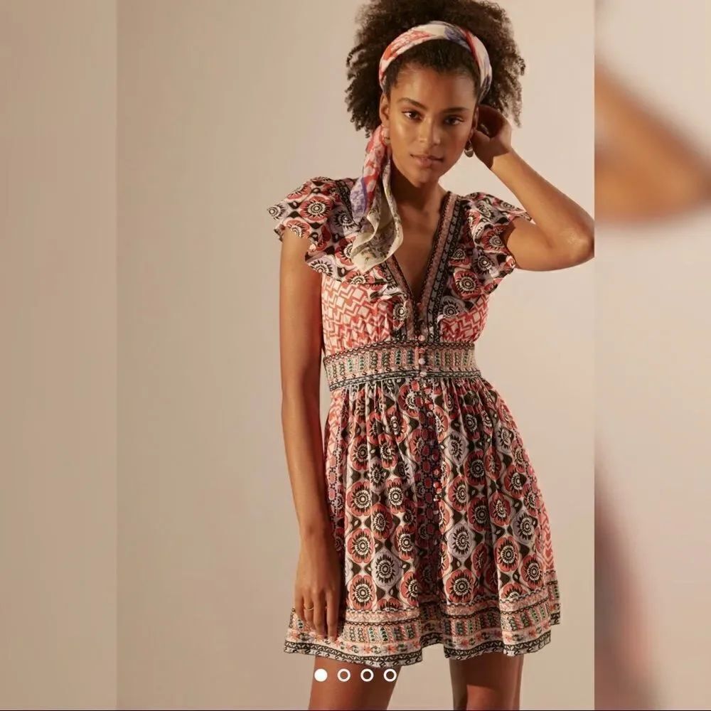 Anthropologie - Flutter Printed Mini Dress